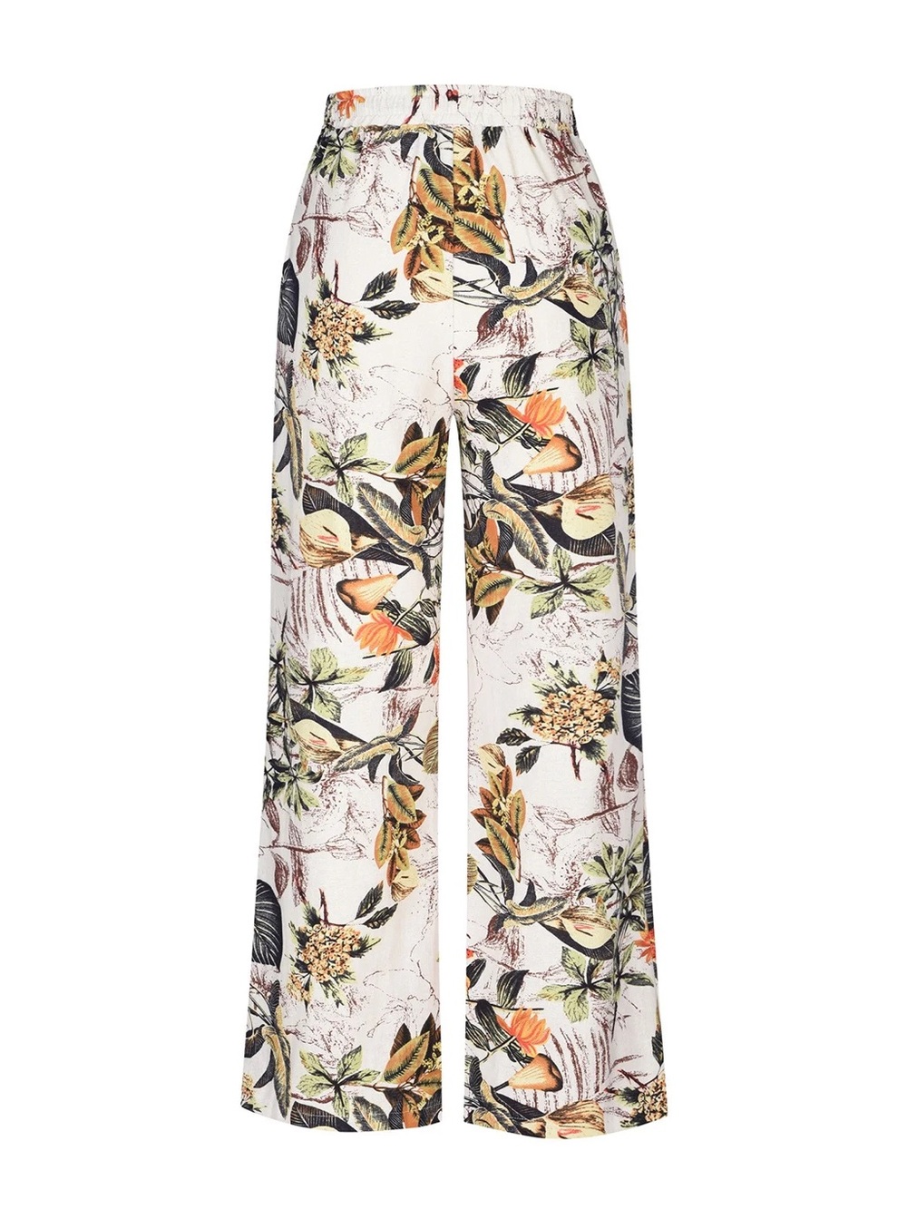 Wide-Leg Floral Palazzo Pants - White Multi. Summer Outfit